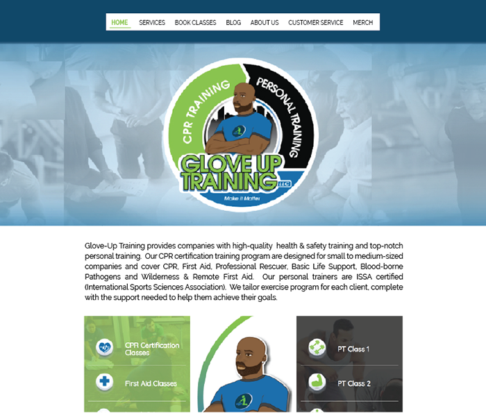 Glove Up Training Website Screenshot