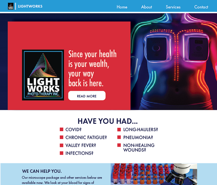Lightworks Photo-Therapy Website Screenshot